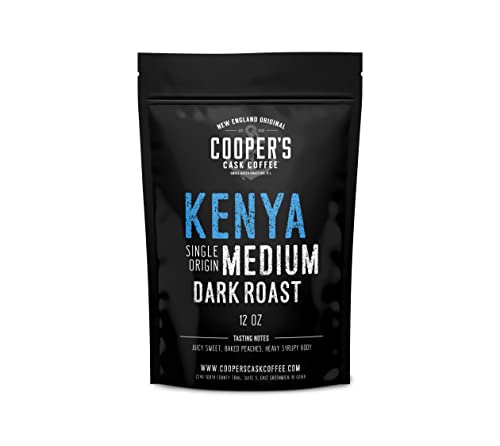 Kenya AA Medium Dark Roast Coffee Beans, Single Origin Whole Bean Coffee, Full Bodied Gourmet Coffee - 12 oz Bag