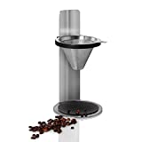 AdHoc Mr. Brew Pour-Over Coffee Maker - Single Serve Coffee Maker - Pour Over Coffee Dripper with Double Layer Filter - Stainless Steel Coffee Maker - Steel, 10.5'