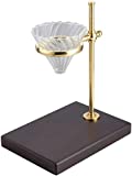 Cafefuji Pour Over Coffee Glass Dripper with Brass and Wood Base Stand
