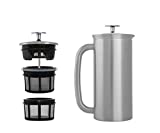 ESPRO - P7 French Press - Double Walled Stainless Steel Insulated Coffee and Tea Maker with Micro-Filter, Keep Drinks Hot for Hours, Perfect for Home or Travel (Brushed Stainless Steel, 18 Ounce)