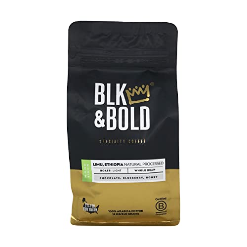 BLK & Bold | Limu Ethiopia Single Origin | Fair Trade Certified | Light Roast | Whole Bean Coffee | 12 oz. bag