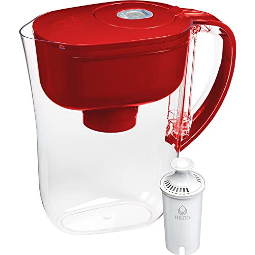 Brita Water Filter Pitcher for Tap and Drinking Water with 1 Standard Filter, Lasts 2 Months, 6-Cup Capacity, Mothers Day Gift, BPA Free, Red