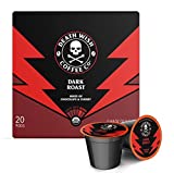 Death Wish Coffee Single Serve Pods - Extra Kick of Caffeine - Dark Roast Coffee Pods - Made with USDA Certified Organic, Fair Trade, Arabica and Robusta Beans (20 Count)