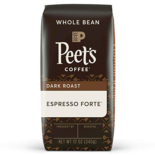 Peet's Coffee Espresso Forte Whole Bean Coffee Dark Roast Bag, 12 oz