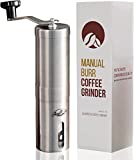 JavaPresse Manual Coffee Grinder — Stainless Steel Manual Conical Burr Coffee Bean Grinder with Hand Crank and 18 Adjustable Settings, Fine to Coarse — Portable Espresso Grinder for Camping or Travel