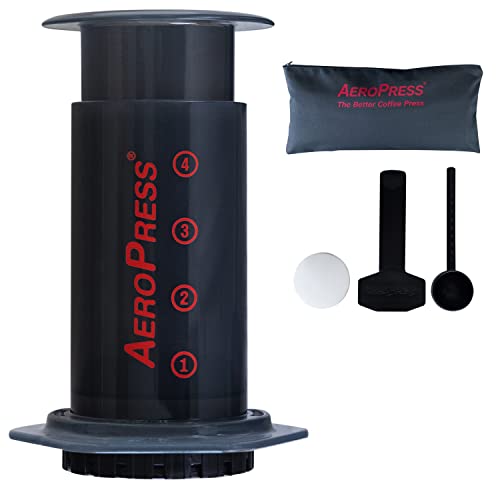 Aeropress Original Coffee and Espresso Maker with Tote Bag, Barista Level Portable Coffee Maker with Chamber, Plunger, and Filters, Quick Coffee and Espresso Maker, Made in USA