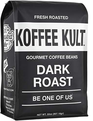 Koffee Kult Dark Roast Whole Bean Coffee - Small Batch Gourmet Aromatic Artisan Blend 100% Arabica Coffee Beans Organically Sourced (Dark Roast, 32oz)
