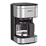 Krups Simply Brew Stainless Steel Drip Coffee Maker 5 Cup 650 Watts Coffee Filter, Drip Free, Dishwasher Safe Pot, Compact Silver and Black