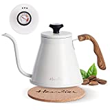 Gooseneck Kettle - Harriet 37oz (1.1L) Pour Over Kettle with Thermometer - Coffee Kettle for Stove Top with Anti-Hot Handle, Flow Spout Design For Drip Coffee