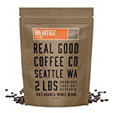 Real Good Coffee Company - Whole Bean Coffee - Breakfast Blend Light Roast Coffee Beans - 2 Pound Bag - 100% Whole Arabica Beans - Grind at Home, Brew How You Like
