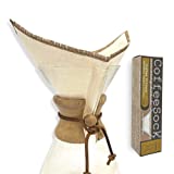 CoffeeSock ’The Original’ Reusable 100% Organic Cotton Coffee Filters - 2 pack Chemex® Filters 6-13 cup fit | Coffee Sock Cloth Coffee Filter | Organic Cotton Alternative - Zero-Waste & Eco-Friendly