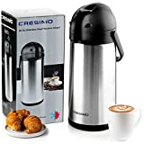 101Oz Airpot Thermal Coffee Carafe - Insulated Stainless Steel Coffee Dispenser with Pump - Thermal Beverage Dispenser - Thermos Coffee Carafe for Keeping Hot Coffee & Tea Hot For 12 Hours - Cresimo