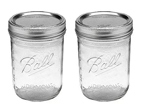 Ball Jar with Lid and Band - Pick Your Size and Color (Clear, Wide Mouth Pint - 16 oz.) Pack Of 2