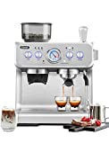 Gevi Espresso Machines with Grinder-20 Bar Dual Boiler Automatic Coffee Machine with Milk Frother Wand for Cappuccino,Latte Macchiato,Removable Water Tank,White