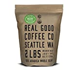 Real Good Coffee Company - Whole Bean Coffee - Organic Dark Roast Coffee Beans - 2 Pound Bag - 100% Whole Arabica Beans - Grind at Home, Brew How You Like