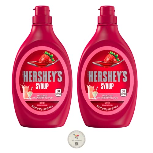 Hersheys Fat Free Gluten Free Kosher Dessert Syrup, Reclosable Squeeze Bottles (Pack of 2) (Strawberry)