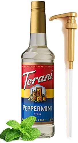 Torani Peppermint Syrup for Coffee 25.4 Ounces Coffee Syrups and Flavors with Fresh Finest Syrup Dispenser