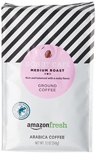AmazonFresh Donut Café Ground Coffee, Medium Roast, 12 Ounce (Pack of 3)