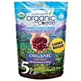 Subtle Earth Organic Coffee - Light Roast - Whole Bean Coffee - 100% Arabica Beans - Low Acidity and Non-GMO - 5lb bag