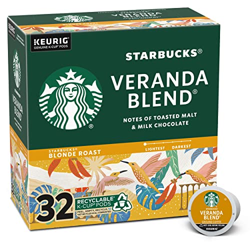 Starbucks K-Cup Coffee Pods—Starbucks Blonde Roast Coffee—Veranda Blend—100% Arabica—1 box (32 pods)
