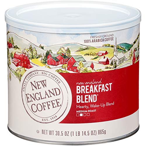 New England Coffee New England Breakfast Blend Medium Roast Ground Coffee 30.5 oz. Canister