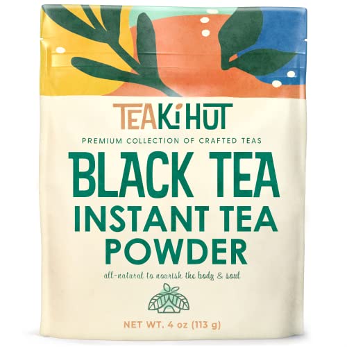 TEAki Hut Instant Black Tea Powder | Zero-Cholesterol Powdered Black Tea Leaves | Unsweetened Instant Tea Mix for Hot & Cold Beverages | Great for Baked Goods, Lattes, & Smoothies | 113 Servings
