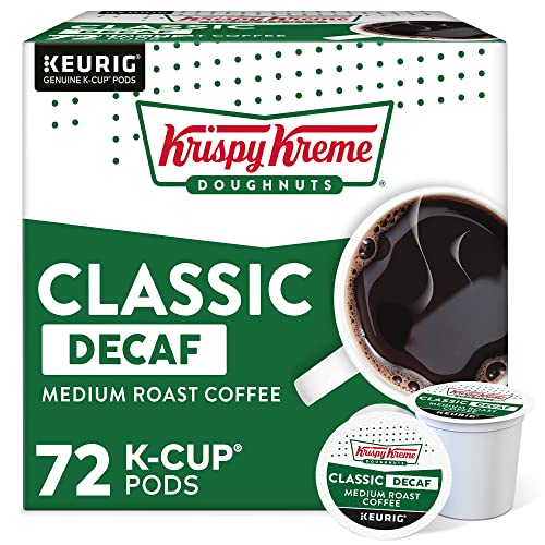 Krispy Kreme Classic Decaf, Single-Serve Keurig K-Cup Pods, Medium Roast Coffee Pods, 12 Count (Pack of 6)