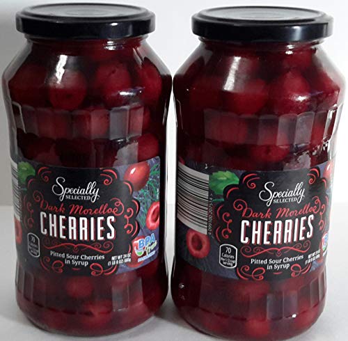 Specially Selected Dark Morello Pitted Sour Cherries, Large 24 oz Jars, (2) Pack
