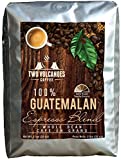 Two Volcanoes Espresso Coffee Beans - 2 Lbs - Guatemala Dark Roast Espresso Blend Whole Bean Coffee - Rare Single Origin Gourmet Beans. Get The Kick, Enjoy the Smoothness!