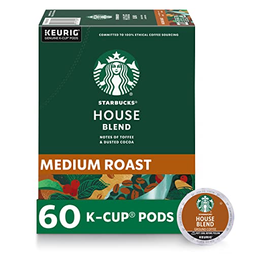 Starbucks K-Cup Coffee Pods—Medium Roast Coffee—House Blend for Keurig Brewers—100% Arabica—6 boxes (60 pods total)
