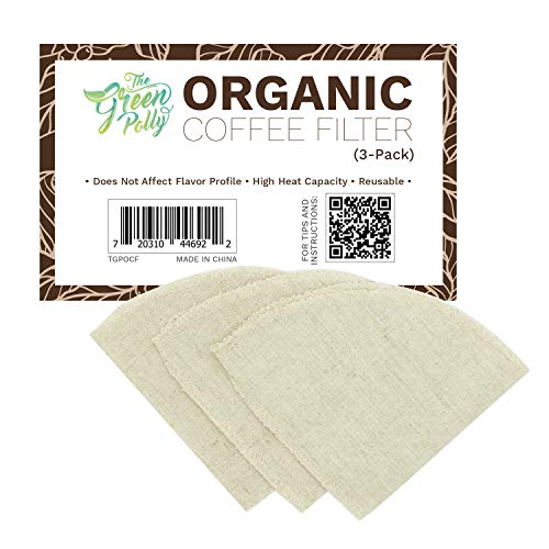 TGP Organic Hemp Cloth Coffee Filter Cone No. 4, 3-Pack, Reusable | Zero-Waste and Eco-Friendly | All-natural Hemp Cotton Cloth Coffee Filters