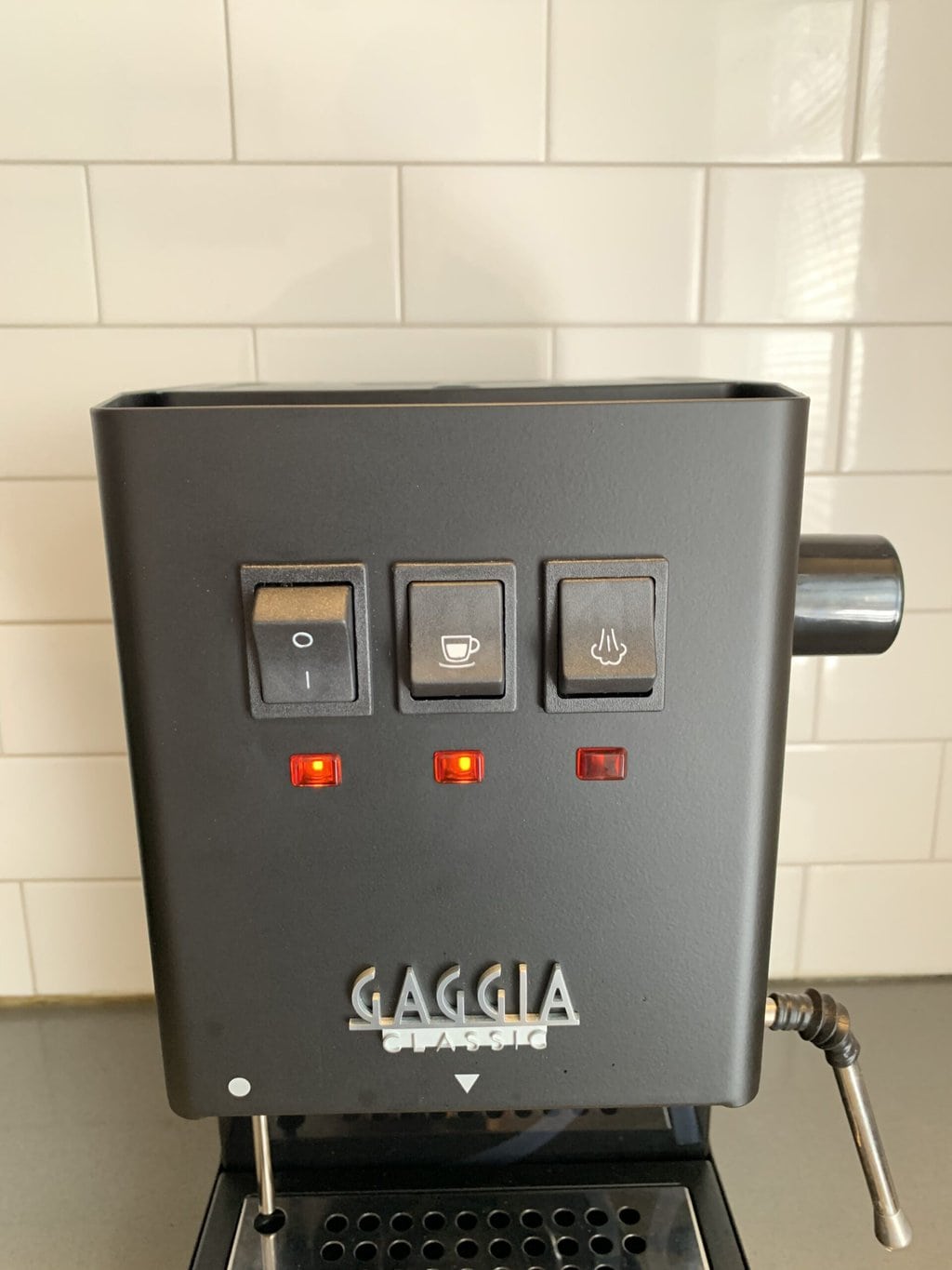 3 operation buttons on the Gaggia Classic Pro espresso machine 