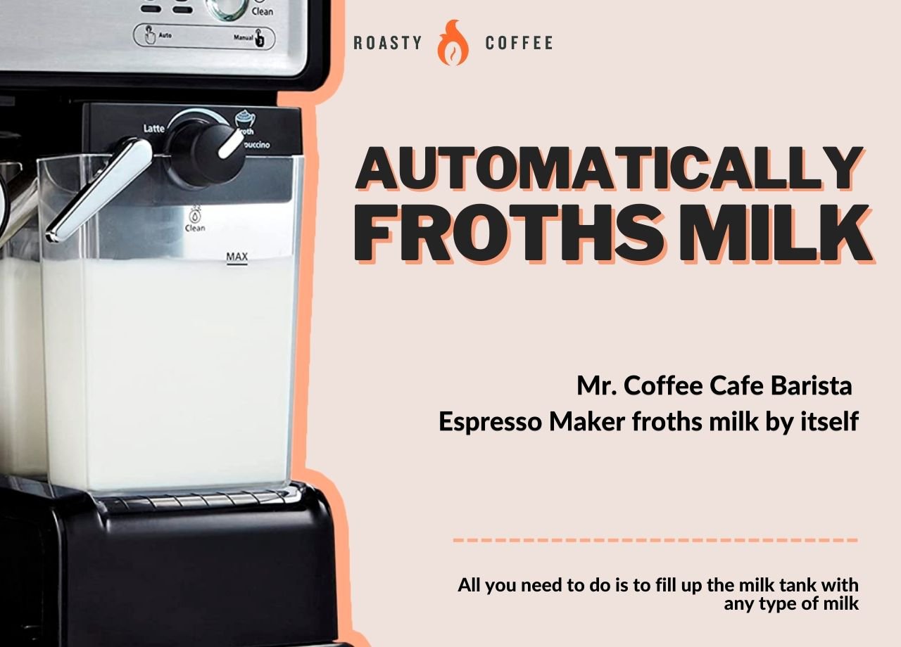 mr. coffee cafe barista Automatically Froths Milk