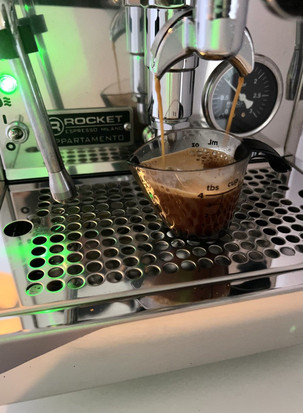 Rocket Espresso Appartamento coffee machine brews Jaguar Espresso Fair Trade Organic coffee
